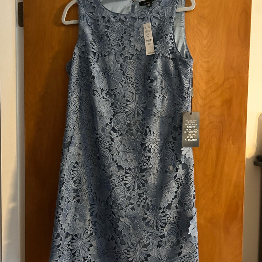 White House Black Market Blue Lace Dress size 8 NWT